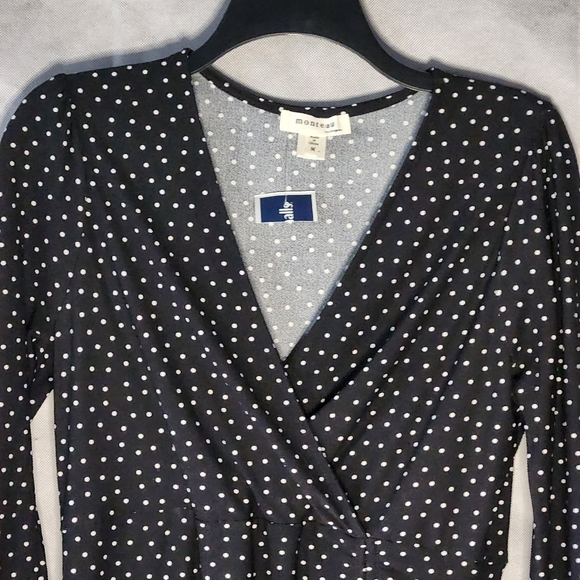 Monteau Los Angeles Polka Dot Dress Ruching Detail - Picture 8 of 13